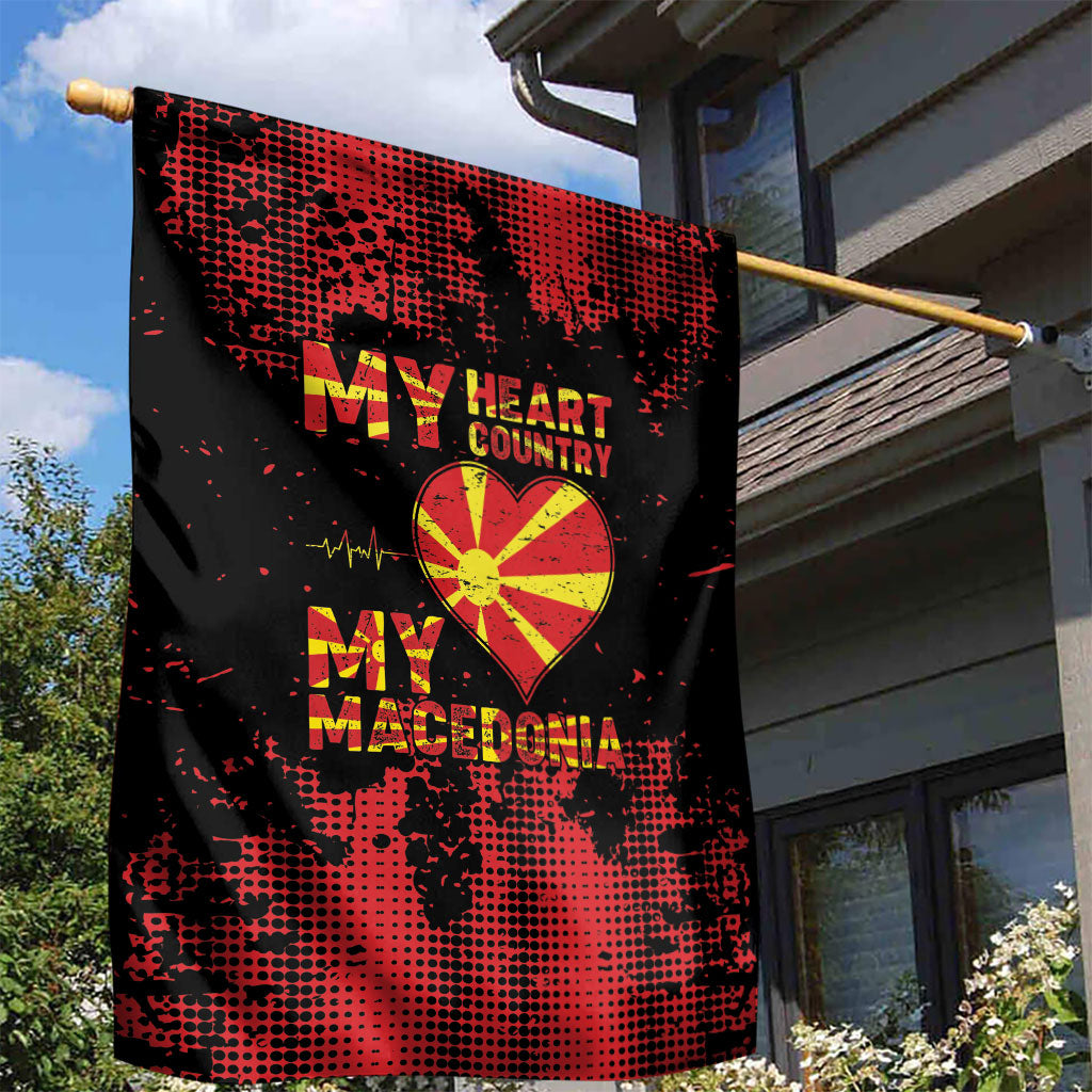 My Heart My Country My Macedonia Garden Flag Grunge Style