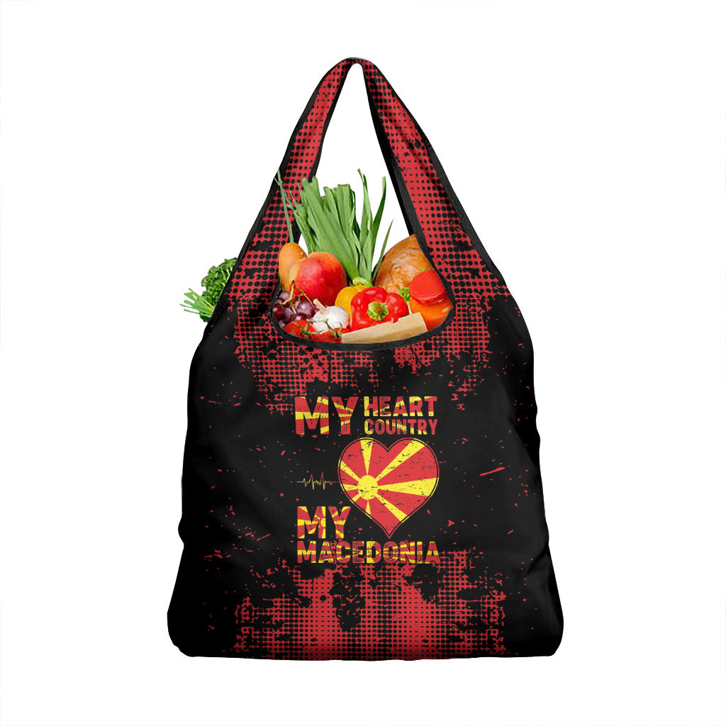 My Heart My Country My Macedonia Grocery Bag Grunge Style