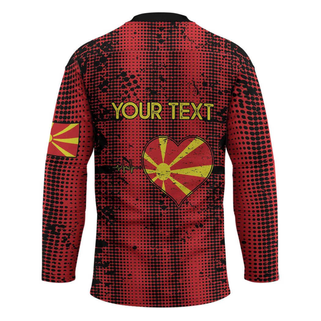 Personalised My Heart My Country My Macedonia Hockey Jersey Grunge Style