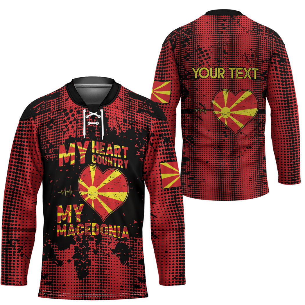 Personalised My Heart My Country My Macedonia Hockey Jersey Grunge Style