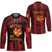 Personalised My Heart My Country My Macedonia Hockey Jersey Grunge Style