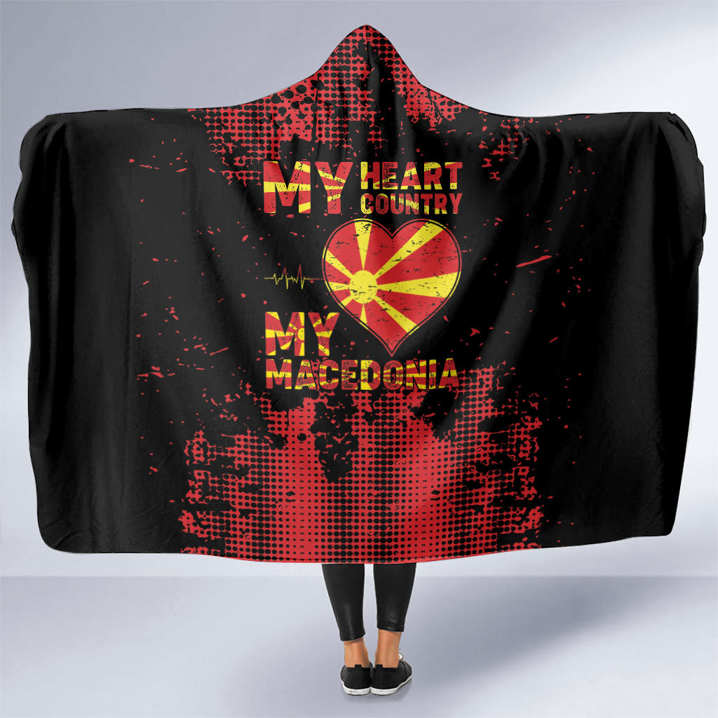 My Heart My Country My Macedonia Hooded Blanket Grunge Style