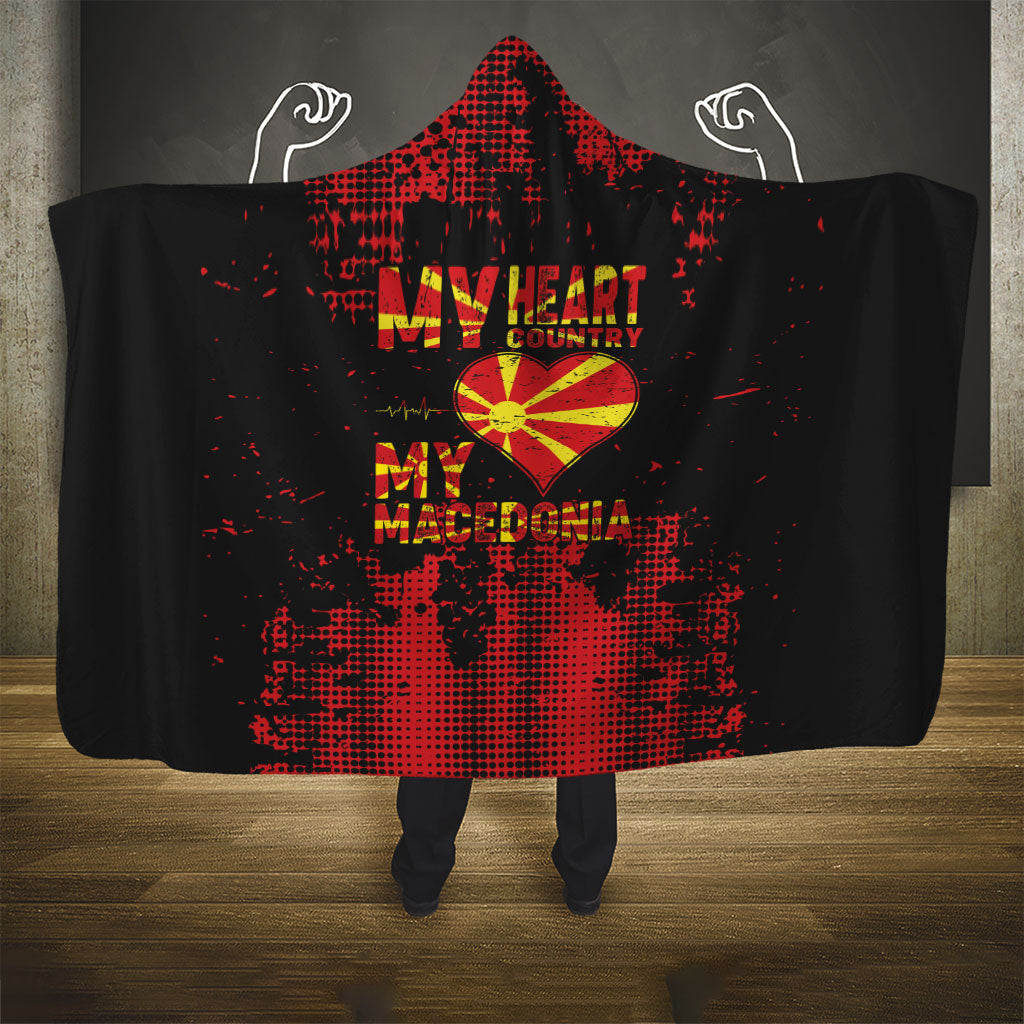 My Heart My Country My Macedonia Hooded Blanket Grunge Style