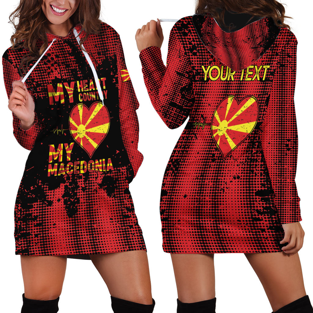 Personalised My Heart My Country My Macedonia Hoodie Dress Grunge Style