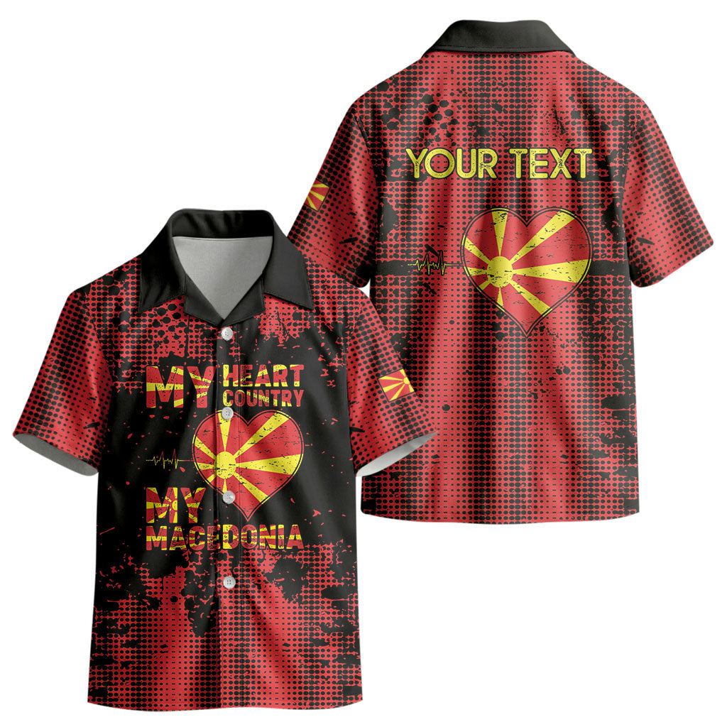 Personalised My Heart My Country My Macedonia Kid Hawaiian Shirt Grunge Style