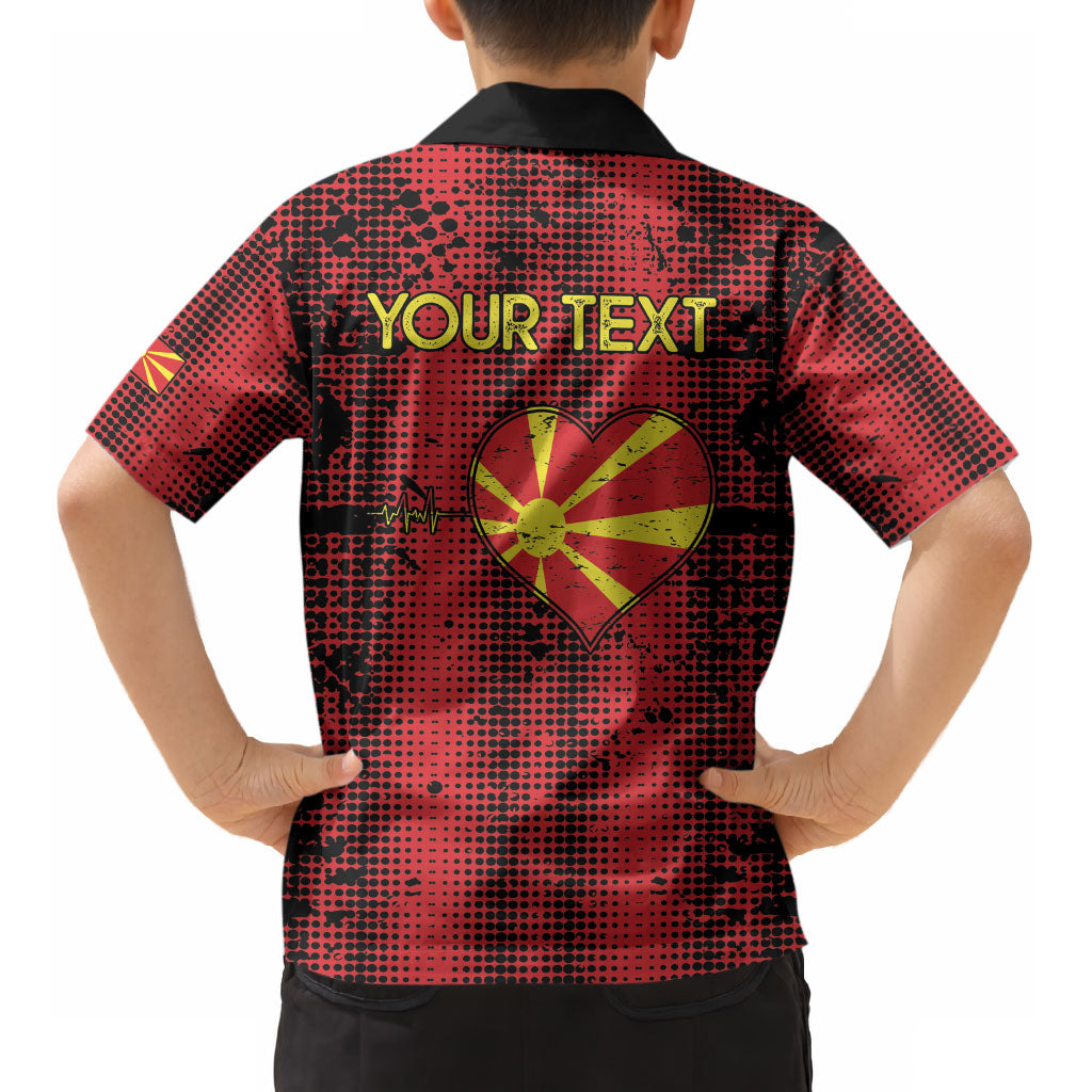 Personalised My Heart My Country My Macedonia Kid Hawaiian Shirt Grunge Style