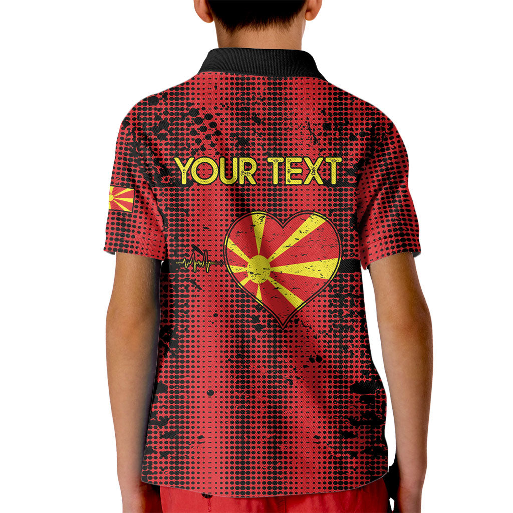 Personalised My Heart My Country My Macedonia Kid Polo Shirt Grunge Style