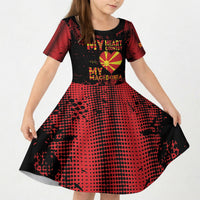 Personalised My Heart My Country My Macedonia Kid Short Sleeve Dress Grunge Style