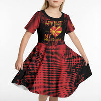 Personalised My Heart My Country My Macedonia Kid Short Sleeve Dress Grunge Style