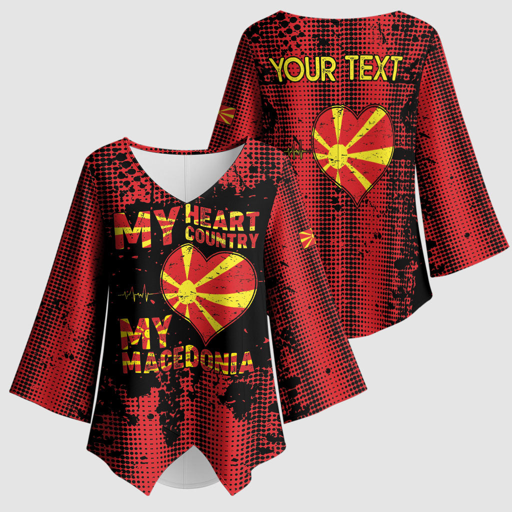 Personalised My Heart My Country My Macedonia Kimono Sleeve Blouse Grunge Style
