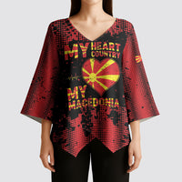 Personalised My Heart My Country My Macedonia Kimono Sleeve Blouse Grunge Style