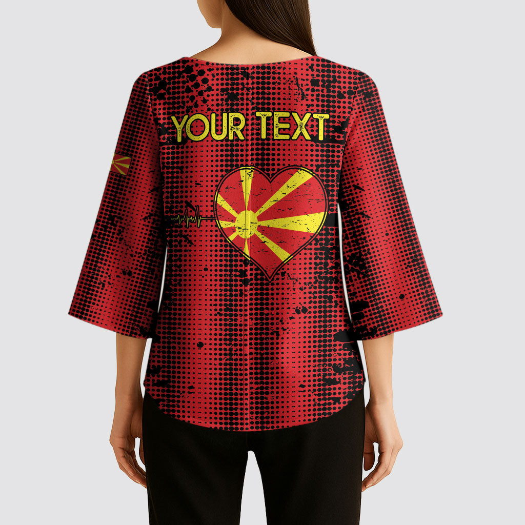 Personalised My Heart My Country My Macedonia Kimono Sleeve Blouse Grunge Style
