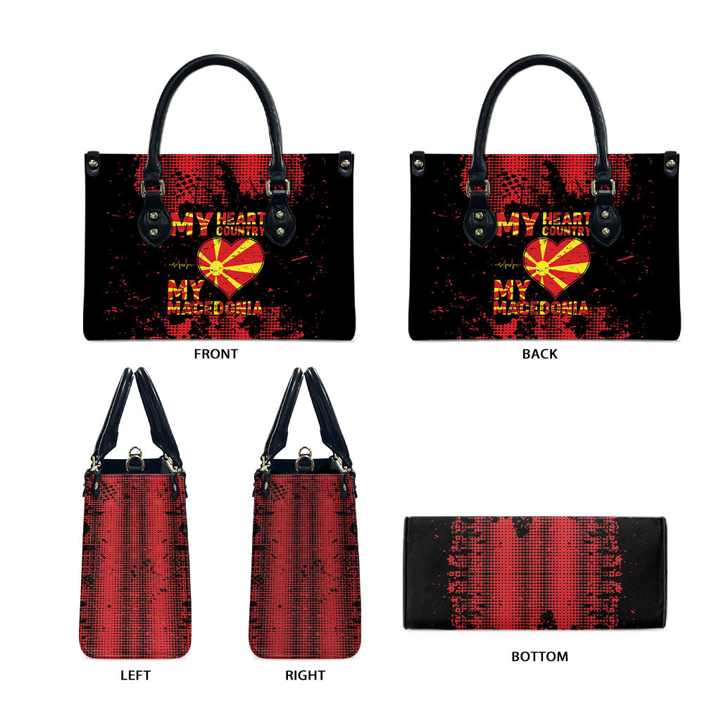 My Heart My Country My Macedonia Leather Bag Grunge Style