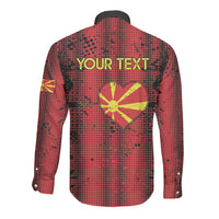 Personalised My Heart My Country My Macedonia Long Sleeve Button Shirt Grunge Style