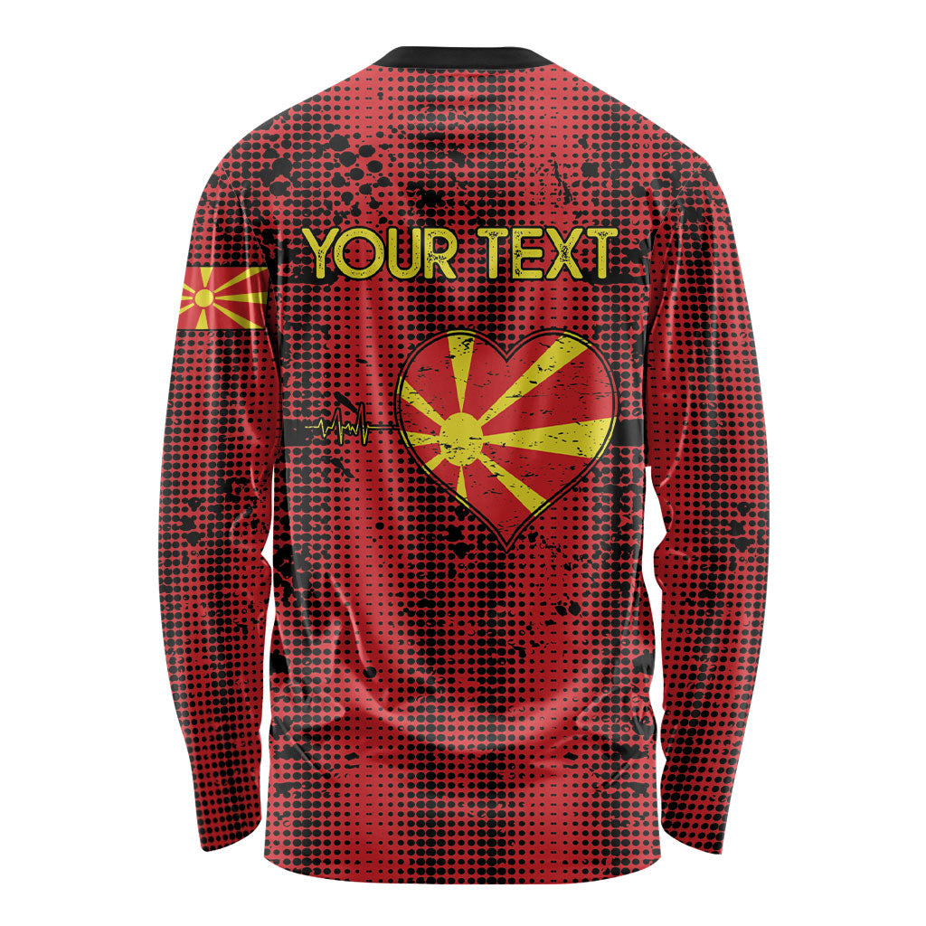 Personalised My Heart My Country My Macedonia Long Sleeve Shirt Grunge Style