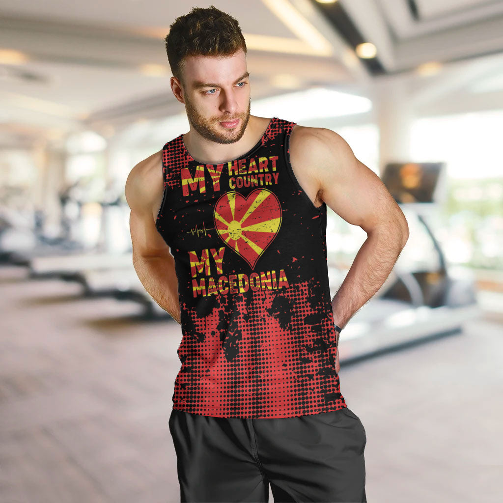 Personalised My Heart My Country My Macedonia Men Tank Top Grunge Style