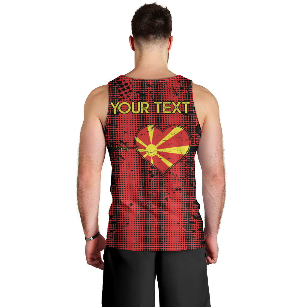 Personalised My Heart My Country My Macedonia Men Tank Top Grunge Style