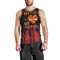Personalised My Heart My Country My Macedonia Men Tank Top Grunge Style