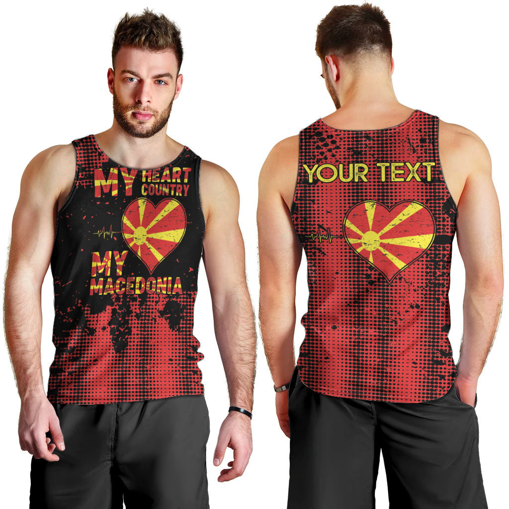 Personalised My Heart My Country My Macedonia Men Tank Top Grunge Style