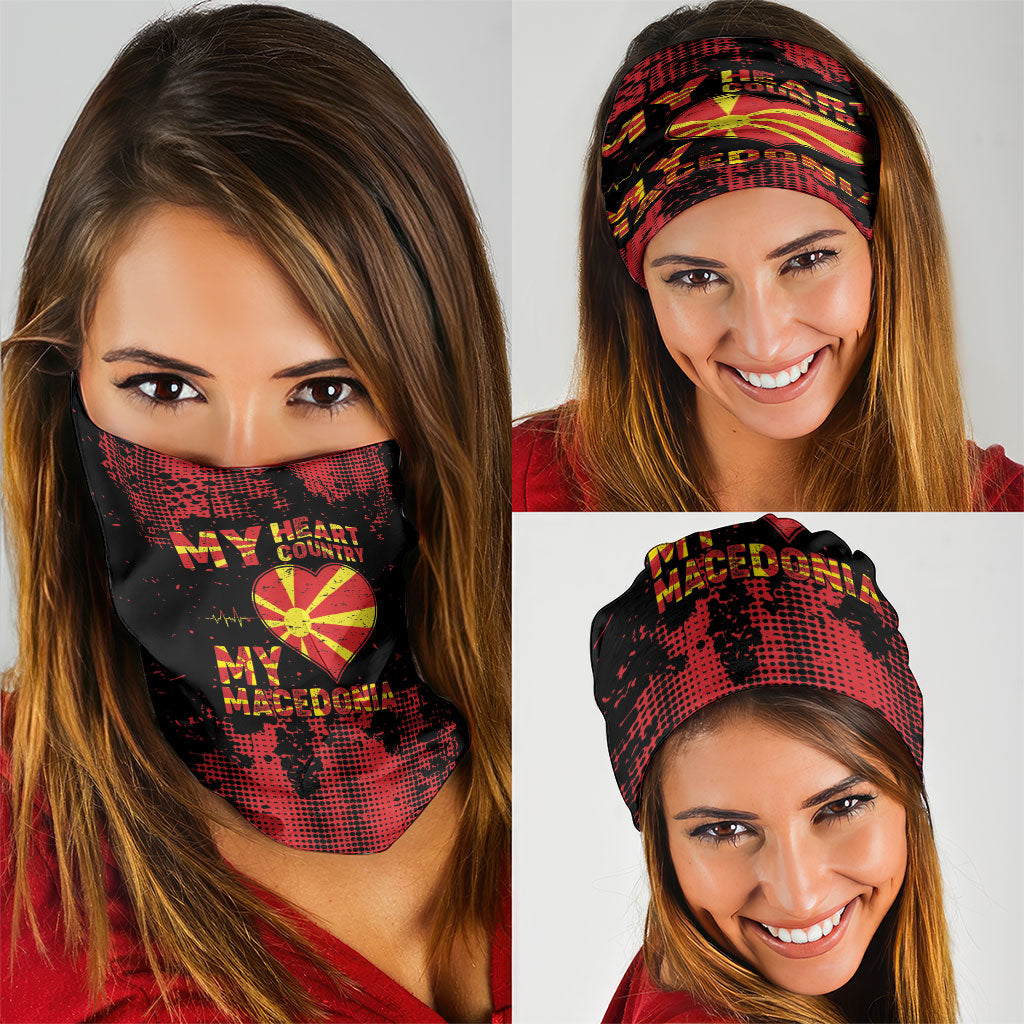 My Heart My Country My Macedonia Neck Gaiter Grunge Style