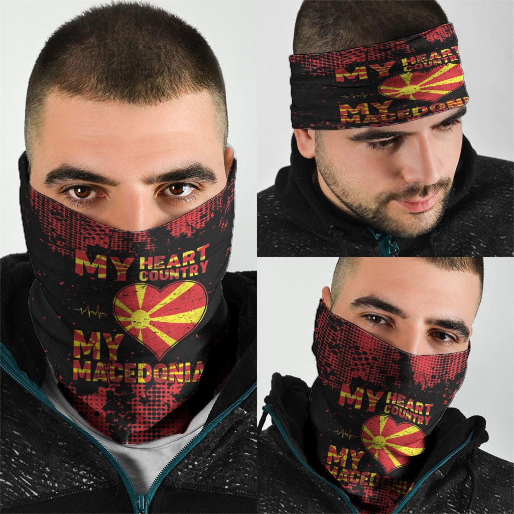 My Heart My Country My Macedonia Neck Gaiter Grunge Style