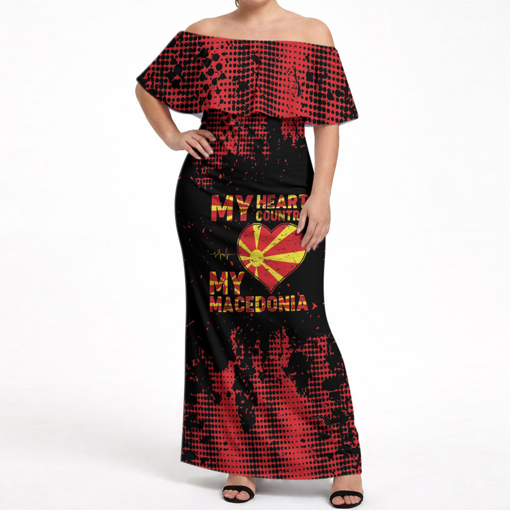 Personalised My Heart My Country My Macedonia Off Shoulder Maxi Dress Grunge Style