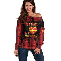 Personalised My Heart My Country My Macedonia Off Shoulder Sweater Grunge Style
