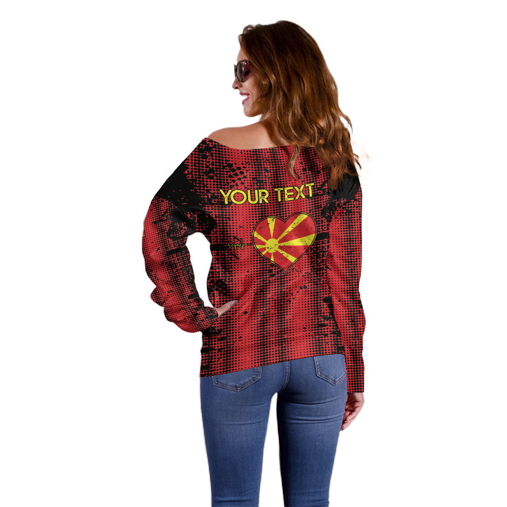 Personalised My Heart My Country My Macedonia Off Shoulder Sweater Grunge Style