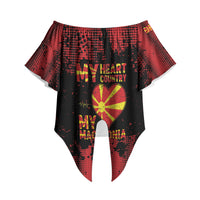 Personalised My Heart My Country My Macedonia Off Shoulder Wrap Waist Top Grunge Style