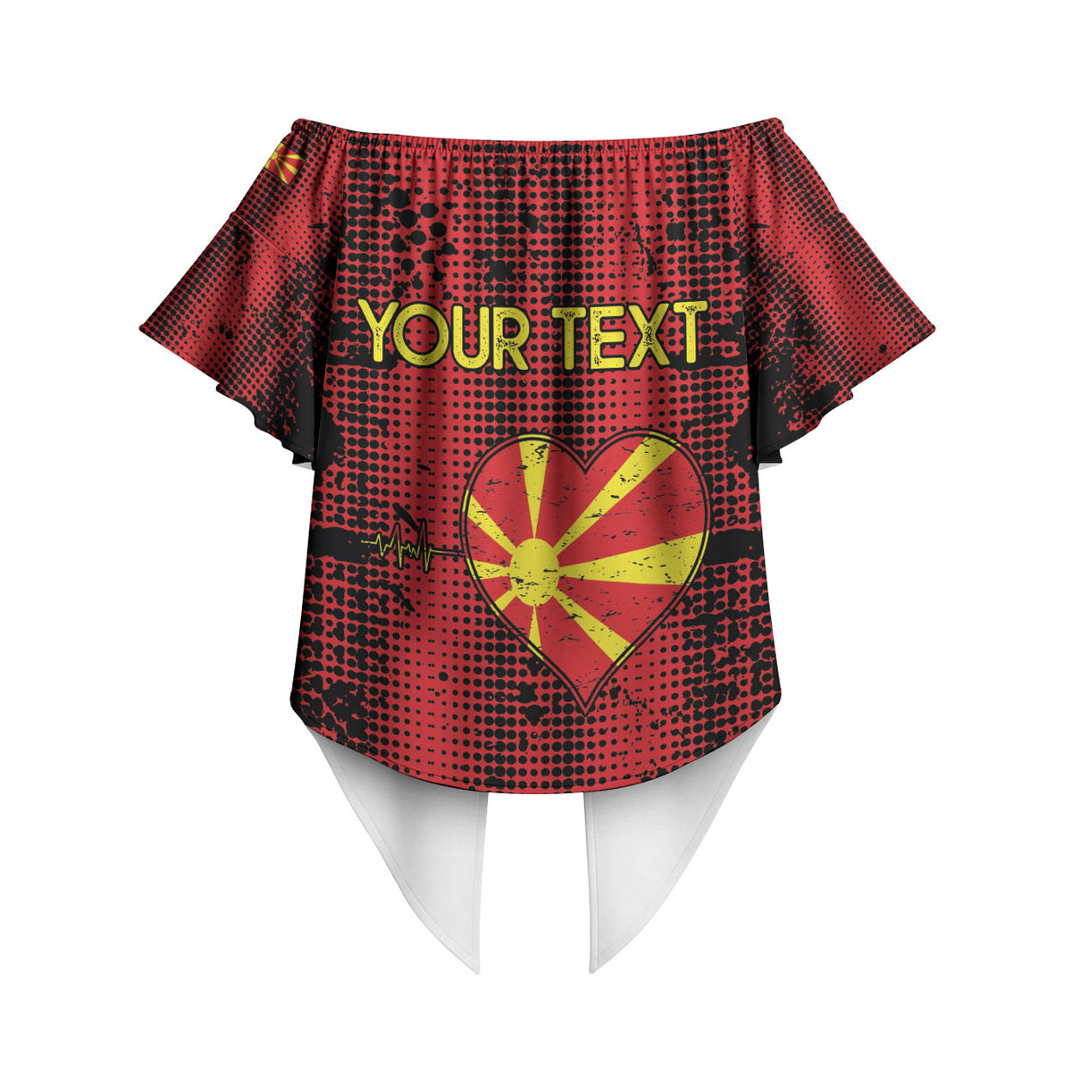 Personalised My Heart My Country My Macedonia Off Shoulder Wrap Waist Top Grunge Style