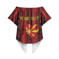 Personalised My Heart My Country My Macedonia Off Shoulder Wrap Waist Top Grunge Style