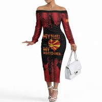 Personalised My Heart My Country My Macedonia Off The Shoulder Long Sleeve Dress Grunge Style