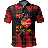 Personalised My Heart My Country My Macedonia Polo Shirt Grunge Style