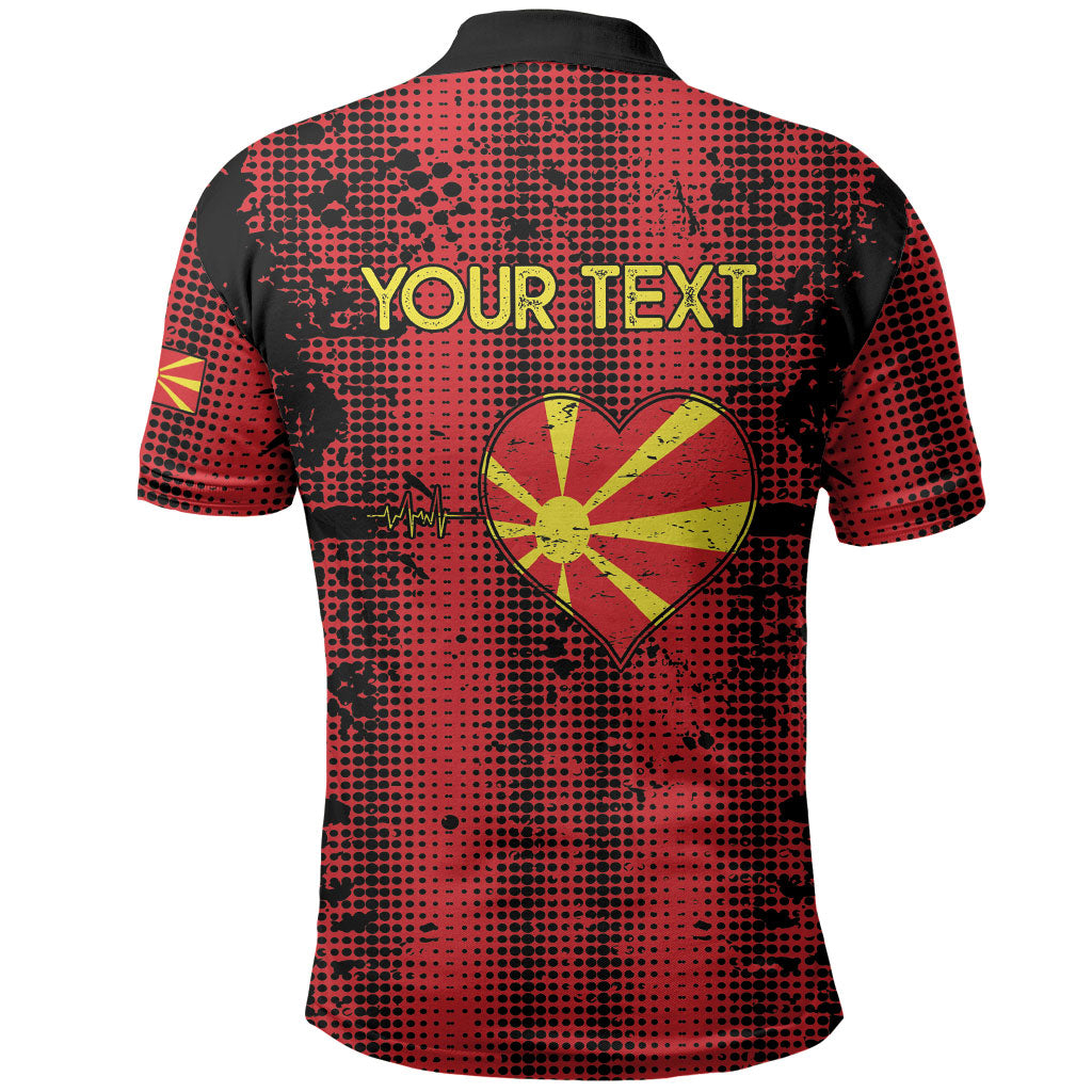 Personalised My Heart My Country My Macedonia Polo Shirt Grunge Style