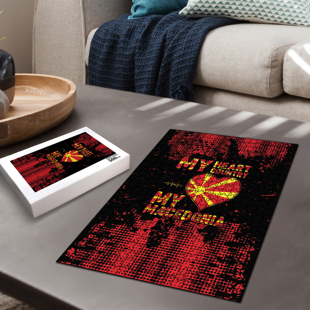 My Heart My Country My Macedonia Puzzle Grunge Style