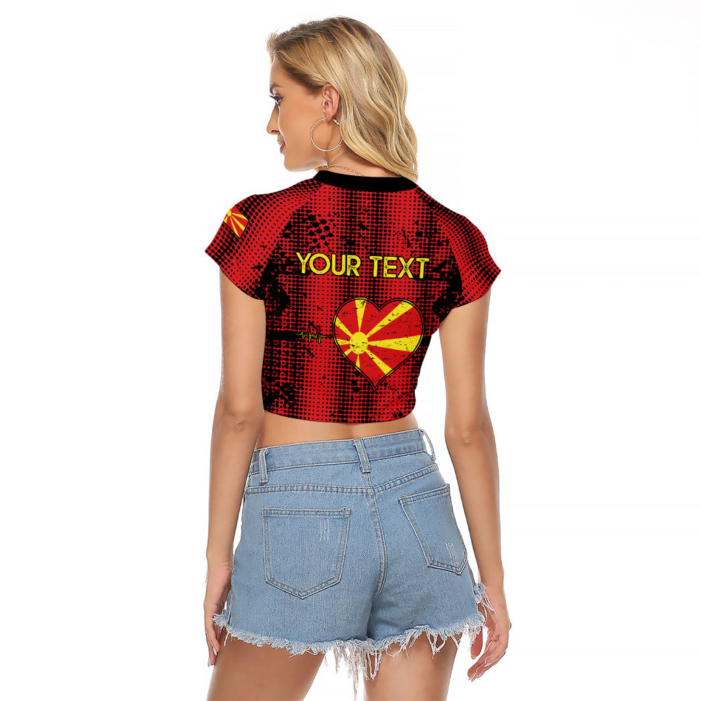 Personalised My Heart My Country My Macedonia Raglan Cropped T Shirt Grunge Style