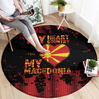My Heart My Country My Macedonia Round Carpet Grunge Style