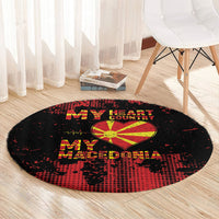 My Heart My Country My Macedonia Round Carpet Grunge Style