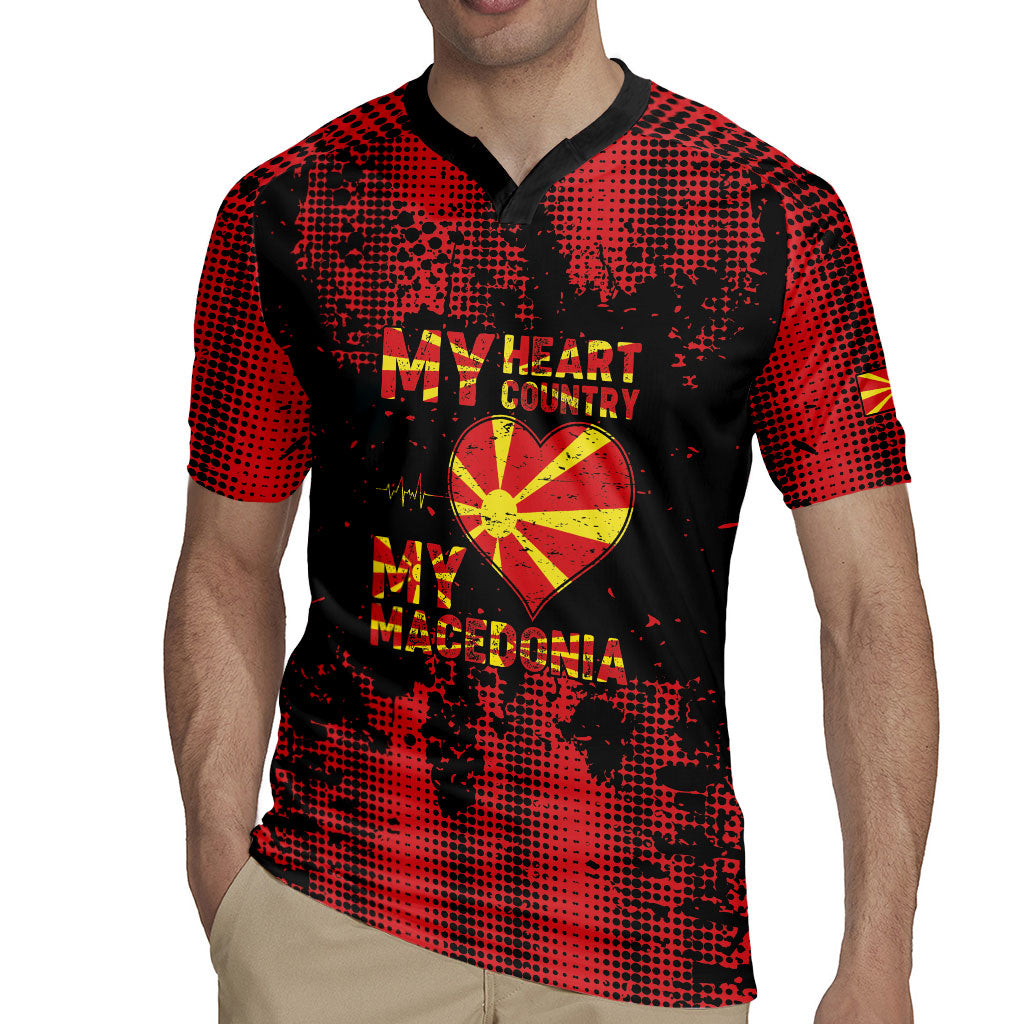 Personalised My Heart My Country My Macedonia Rugby Jersey Grunge Style