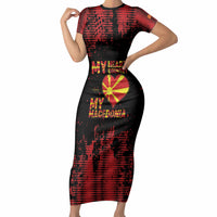 Personalised My Heart My Country My Macedonia Short Sleeve Bodycon Dress Grunge Style