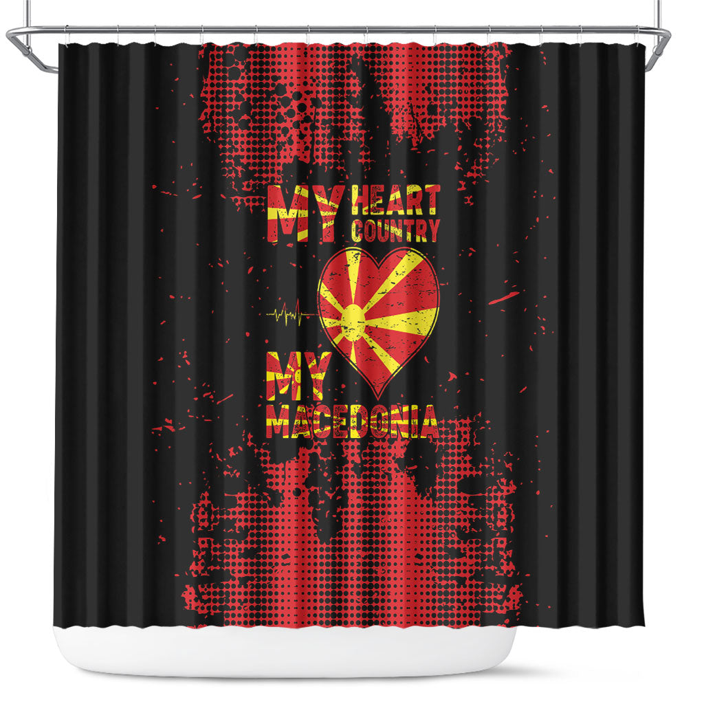 My Heart My Country My Macedonia Shower Curtain Grunge Style