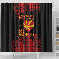 My Heart My Country My Macedonia Shower Curtain Grunge Style