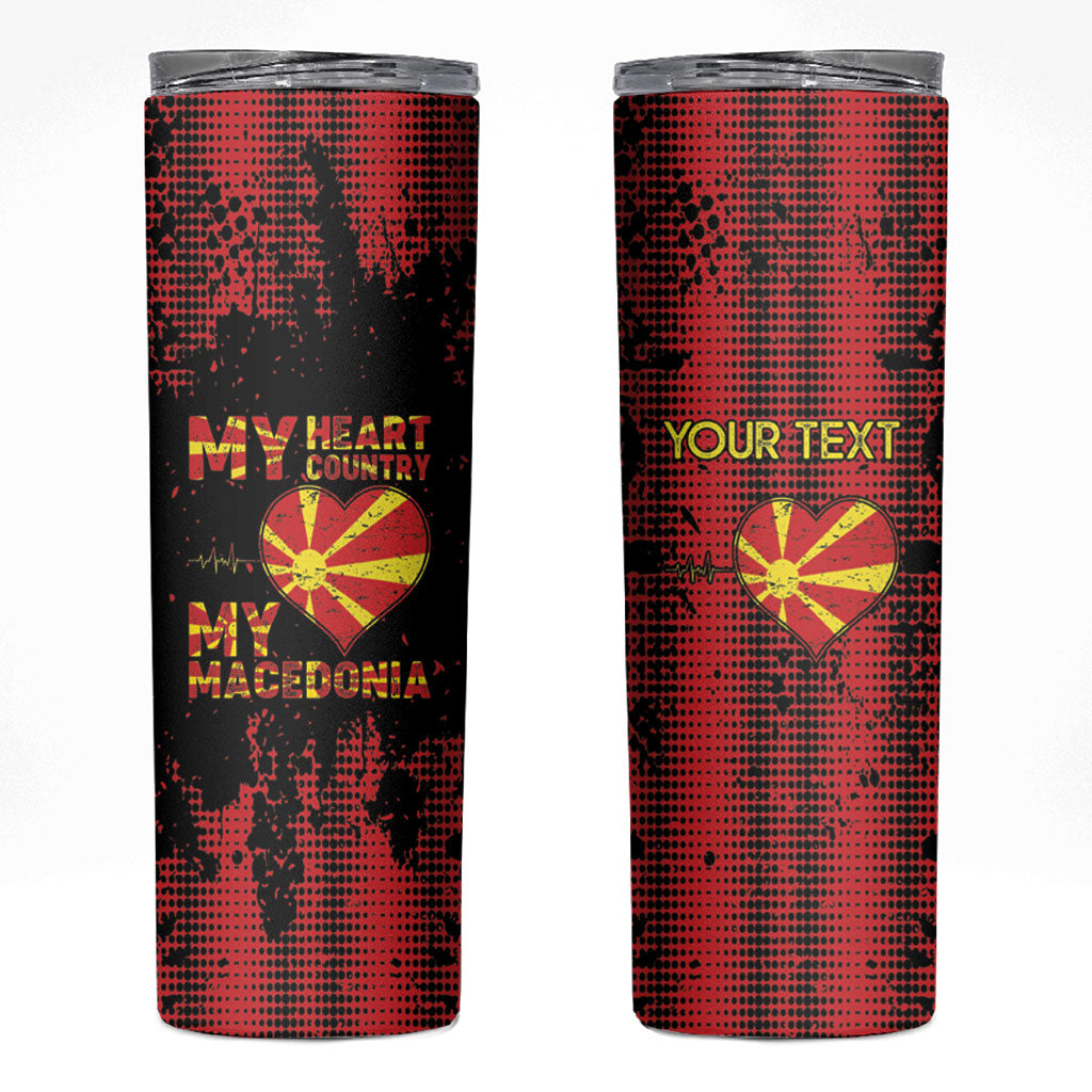 Personalised My Heart My Country My Macedonia Skinny Tumbler Grunge Style