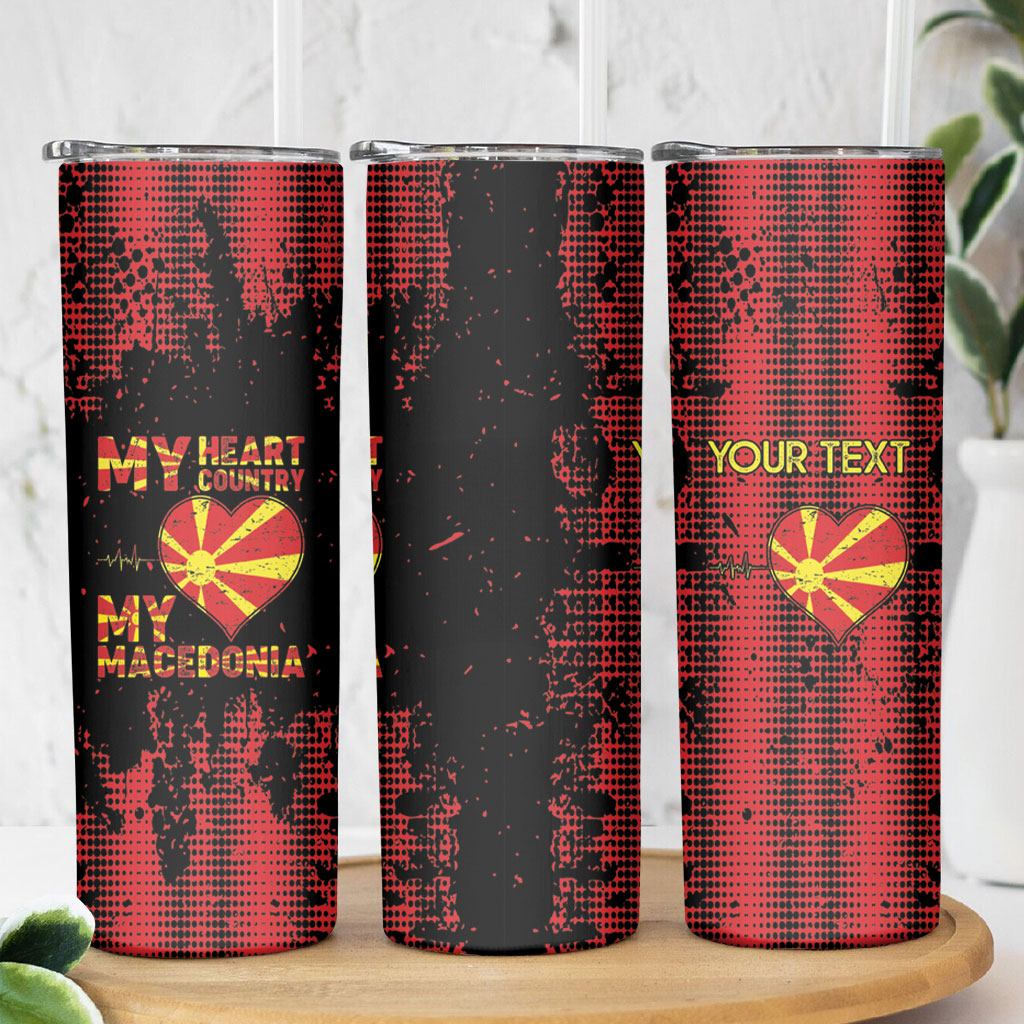 Personalised My Heart My Country My Macedonia Skinny Tumbler Grunge Style
