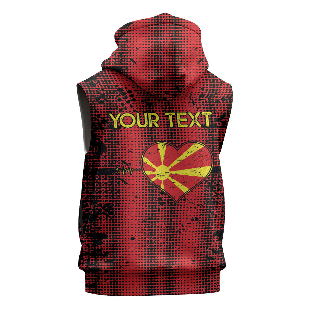 Personalised My Heart My Country My Macedonia Sleeveless Hoodie Grunge Style
