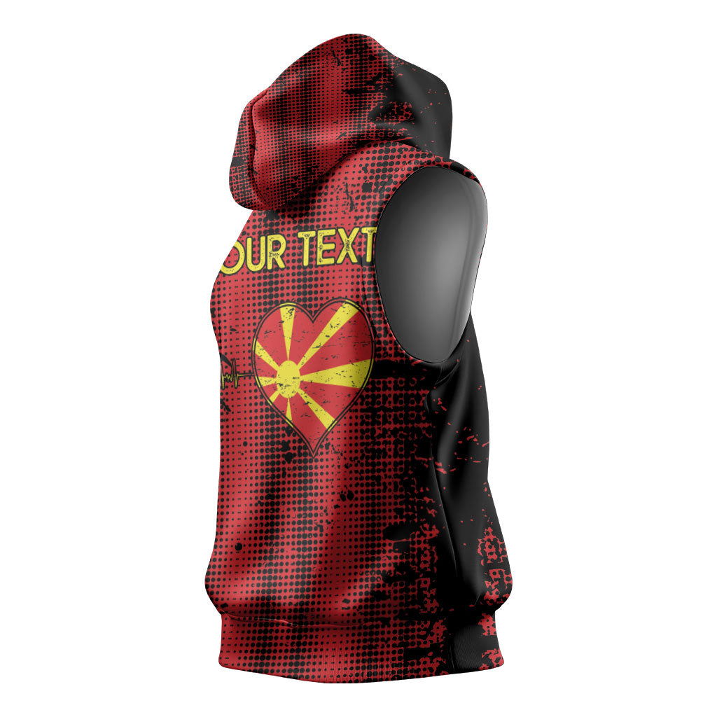 Personalised My Heart My Country My Macedonia Sleeveless Hoodie Grunge Style