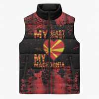 Personalised My Heart My Country My Macedonia Sleeveless Puffer Jacket Grunge Style