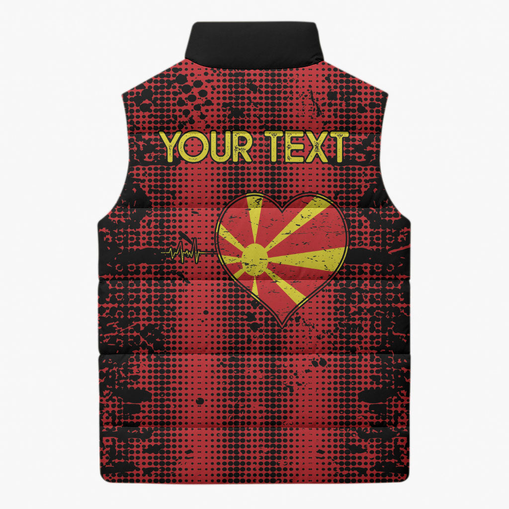Personalised My Heart My Country My Macedonia Sleeveless Puffer Jacket Grunge Style