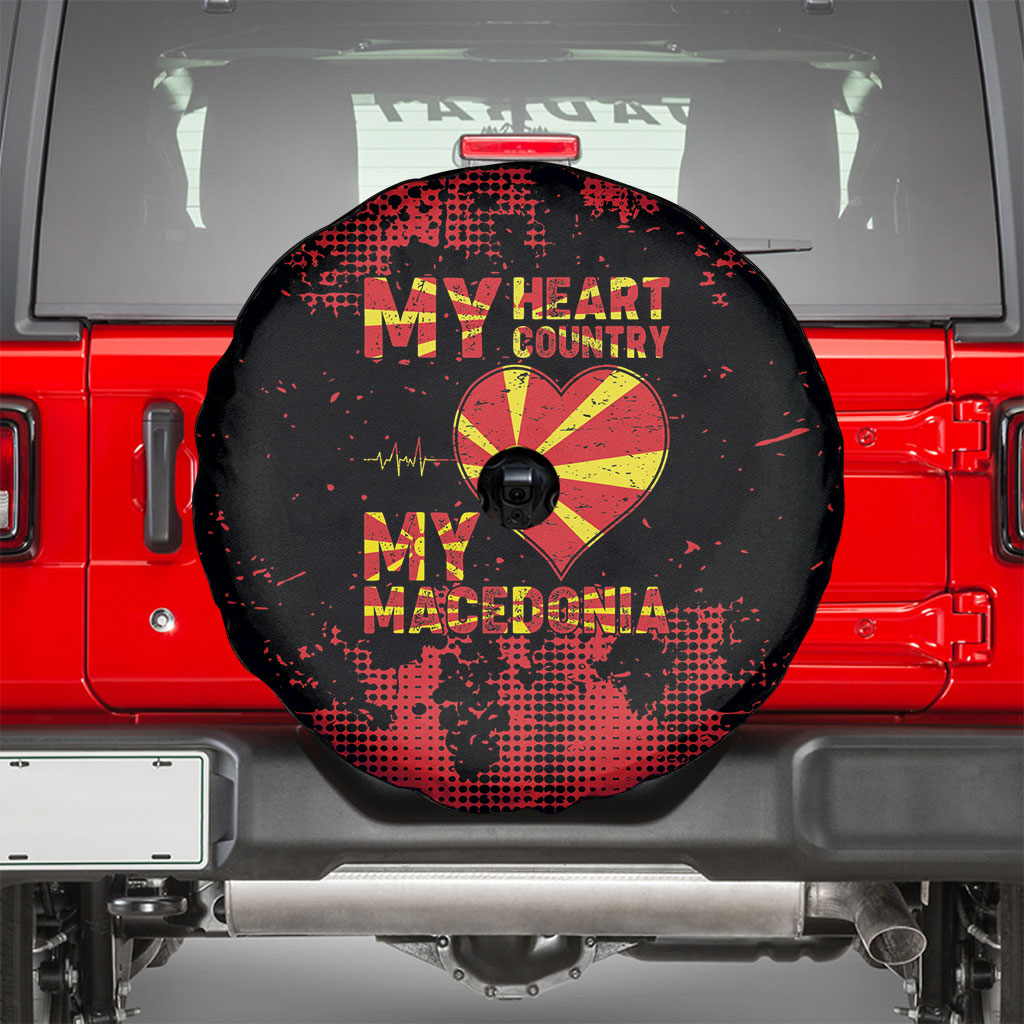 My Heart My Country My Macedonia Spare Tire Cover Grunge Style