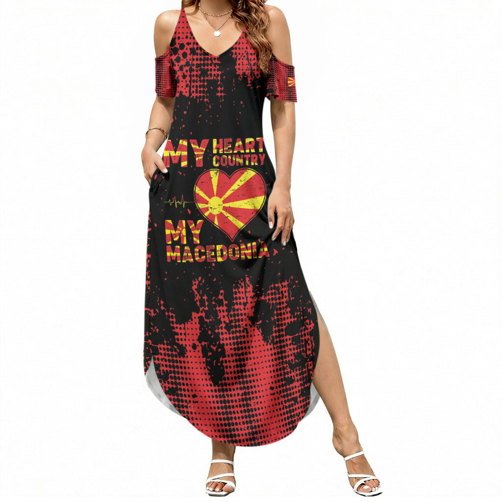 Personalised My Heart My Country My Macedonia Summer Maxi Dress Grunge Style